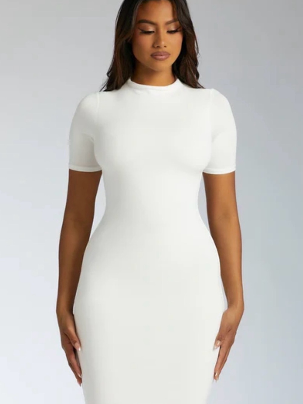 naked wardrobe White Short Sleeve Bodycon Mini Dress